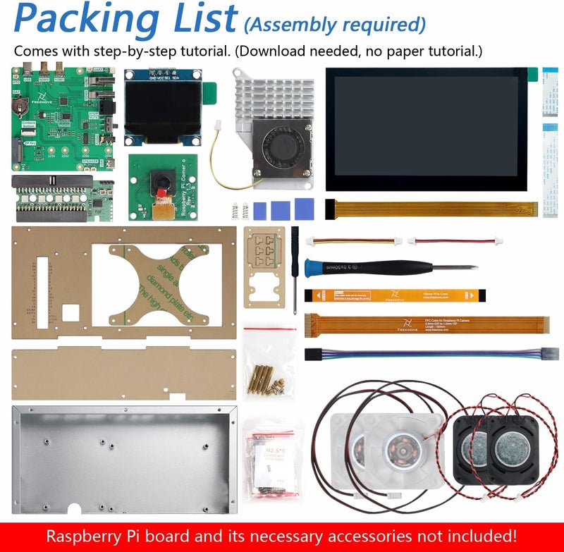 FREENOVE Raspberry Pi 5 PC Case with 4.3'' Touchscreen, M.2 NVMe SSD Slot 1231 MB/s, 5 MP Camera, OLED Screen, Stereo Speakers, 3.5 mm and Optical Audio (S/PDIF) - Image 2